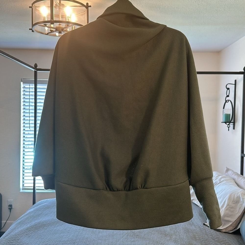 Mono B Olive Green Open‎ Front Cardigan Sweater S/M - Picture 6 of 7